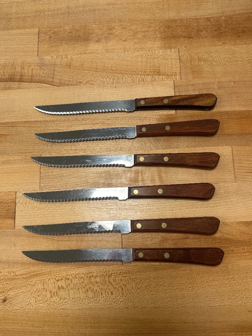 Vintage Forgecraft by Washington Forge set of (6) steak knives w/slotted holder
